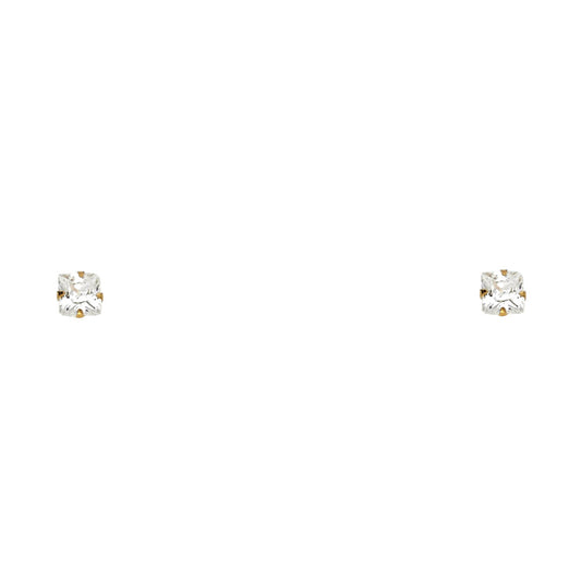 14k Yellow Gold Simple Square Stud Classic Plain Earrings