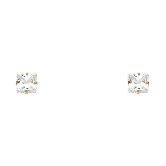 14k Yellow Gold Simple Square Stud Elegant Fashion Earrings