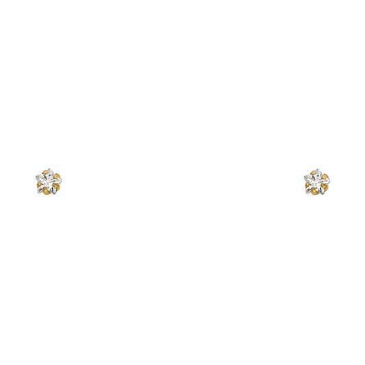 14k Yellow Gold Simple Star Stud Studded Plumeria Classic Earrings