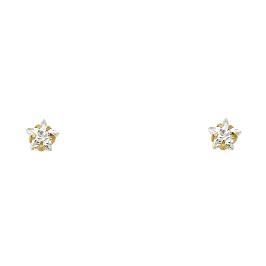 14k Yellow Gold Studded Star Stud Elegant Burst Flower Earrings