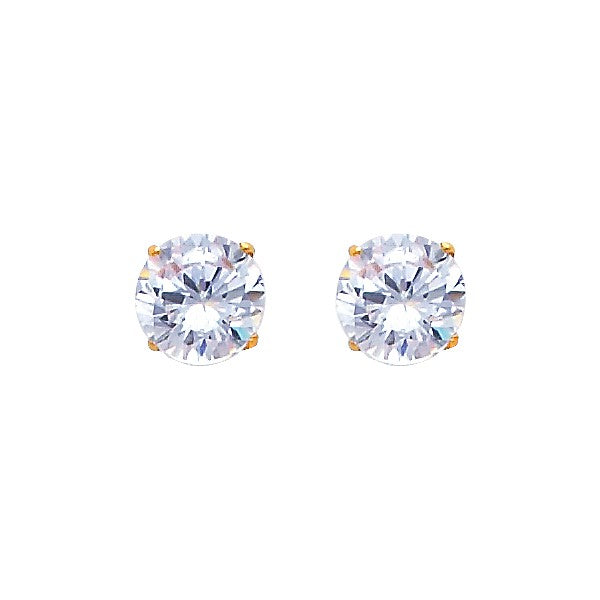 14k Yellow Gold Simple Circle Stud Round Classic Sparkly Earrings