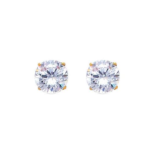 14k Yellow Gold Simple Circle Stud Round Classic Sparkly Earrings