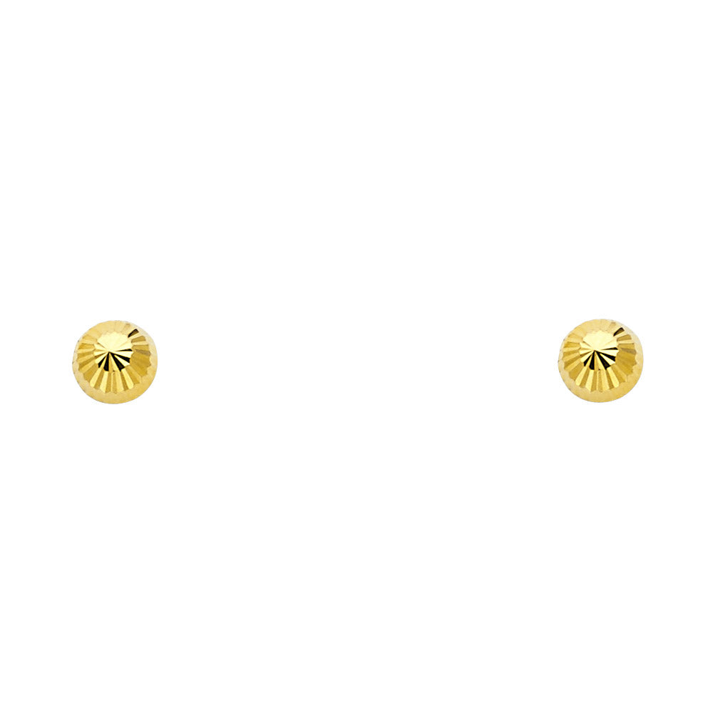 14k Yellow Gold Cute Small Circle Stud Round Bubble Plain Screw Back Earrings