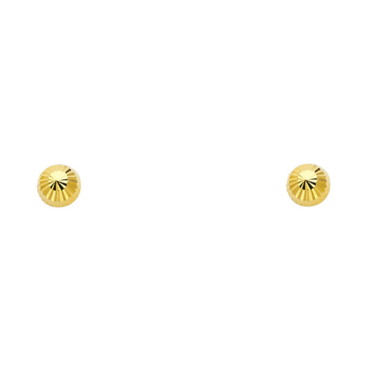 14k Yellow Gold Cute Small Circle Stud Round Bubble Plain Screw Back Earrings