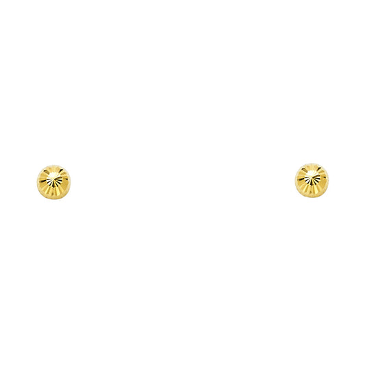 14k Yellow Gold Simple Plain Semi Circle Stud Half Ball Screw Back Earrings