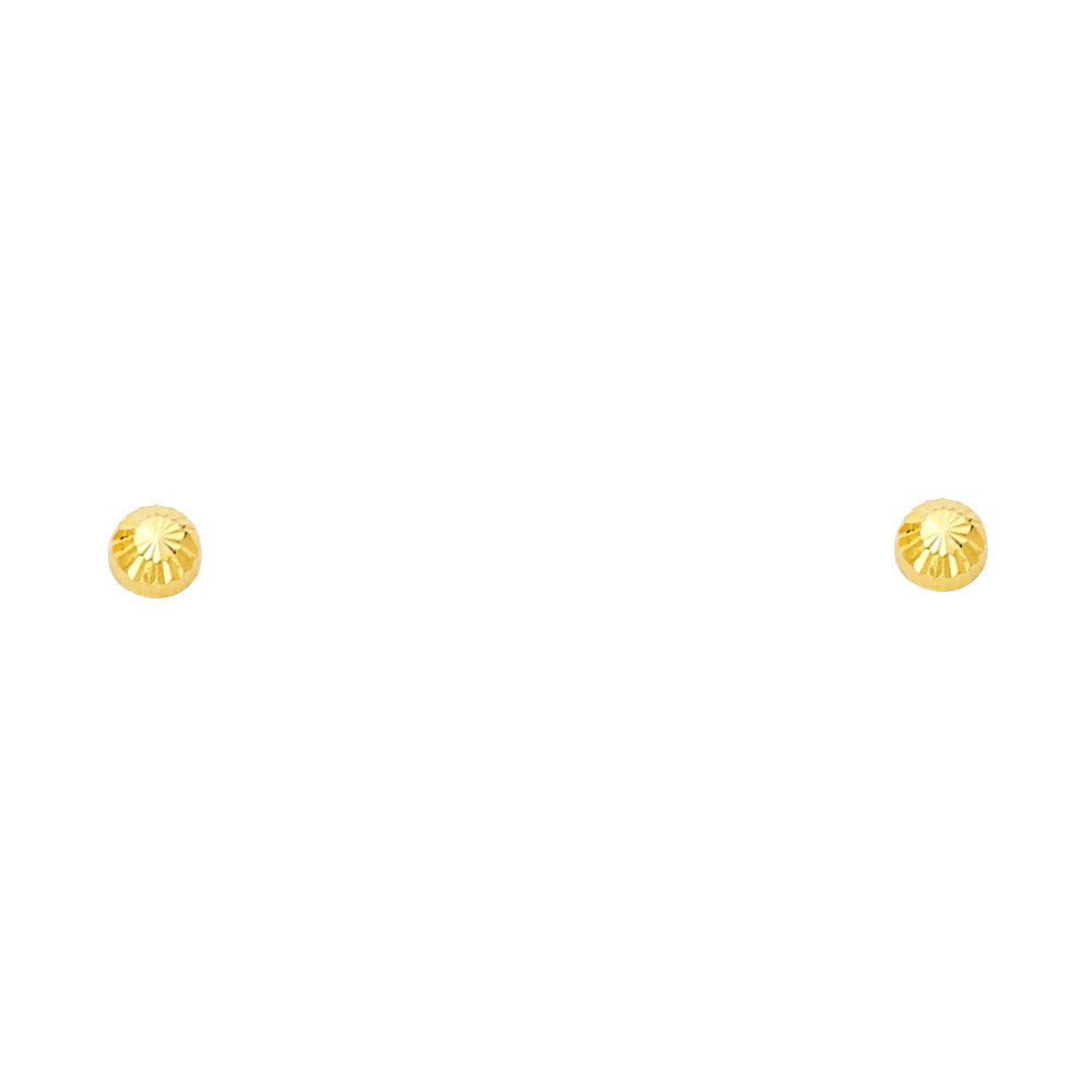 14k Yellow Gold Half Ball Stud Circle Round Simple Classic Screw Back Earrings