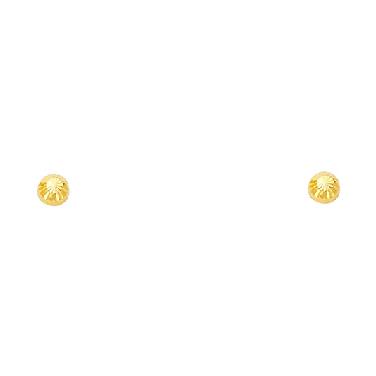 14k Yellow Gold Half Ball Stud Circle Round Simple Classic Screw Back Earrings