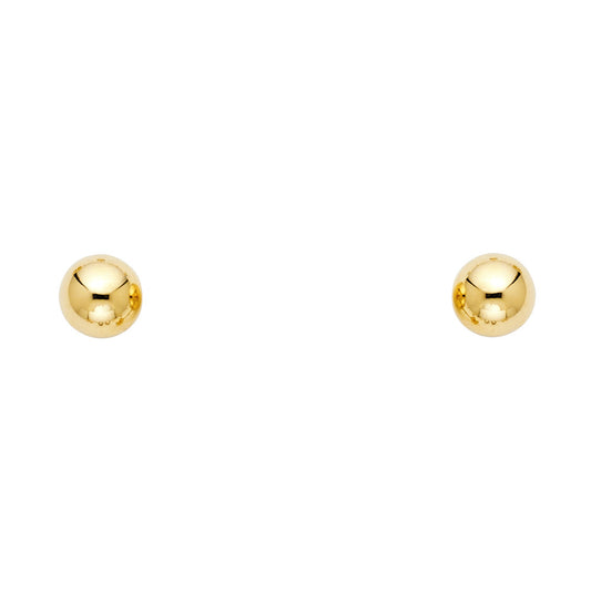 14k Yellow Gold Traditional High Polish Ball Stud Sphere Screw Back Earrings