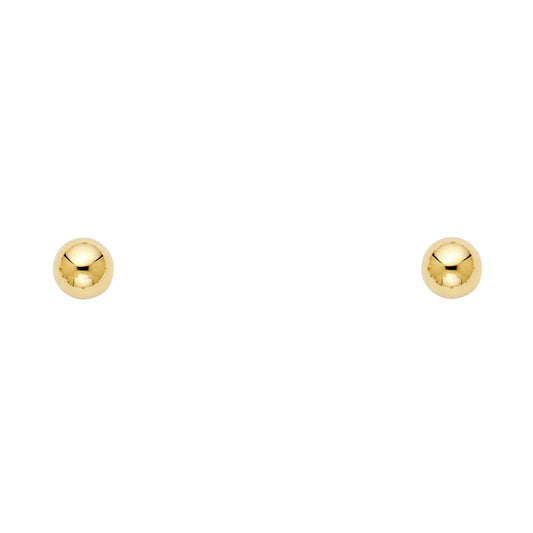 14k Yellow Gold Simple High Polish Ball Stud Classic Traditional Round Earrings