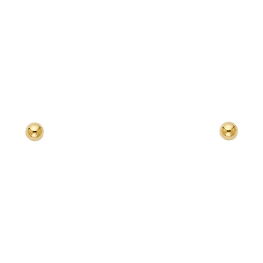 14k Yellow Gold Simple Tiny Ball Stud Sphere Cute Screw Back Fashion Earrings