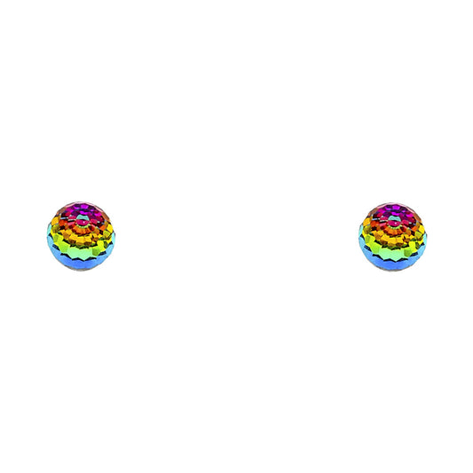 14k Rainbow Gold Unique Round Stud Earrings New Funky Fashion