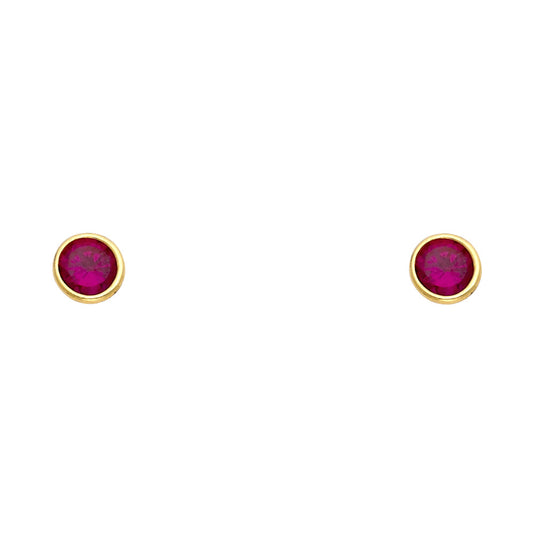 14k Yellow Gold Simple Circle Stud Elegant Modern Fashion Earrings