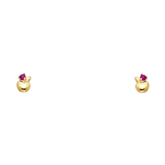 14k Yellow Gold Studded Apple Stud High Polish Shiny Earrings