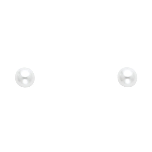 14k Yellow Gold Plain Simple Round Stud Sphere Ball Classic Earrings