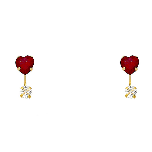 14k Yellow Gold Studded Promise Heart Stud Love Romantic Classic Earrings