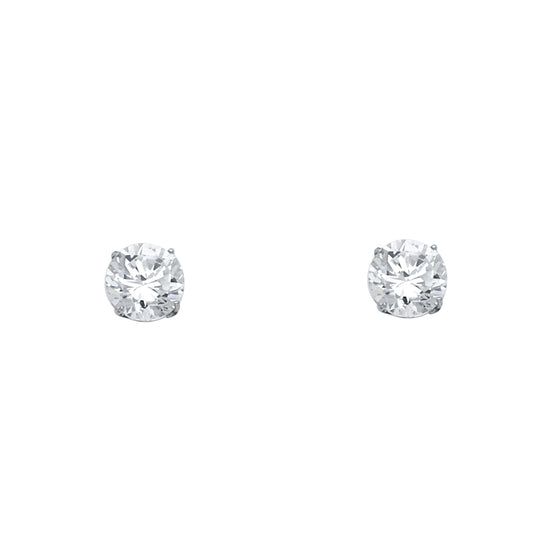 14k White Gold Simple Stud Ice Bling Round Glam Fashion Earrings