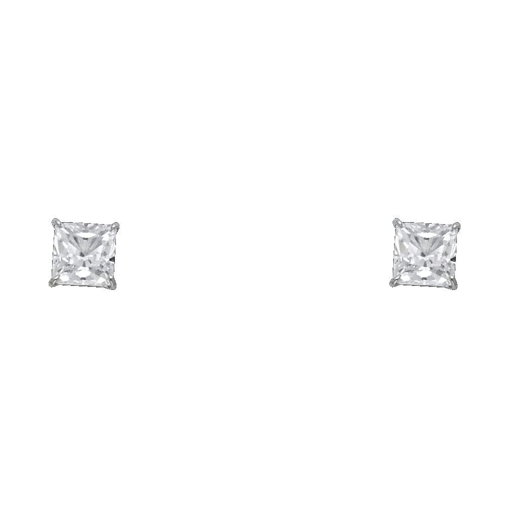 14k White Gold Elegant Stud Square Fashion Classic Simple Earrings