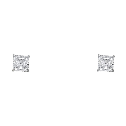 14k White Gold Elegant Stud Square Fashion Classic Simple Earrings