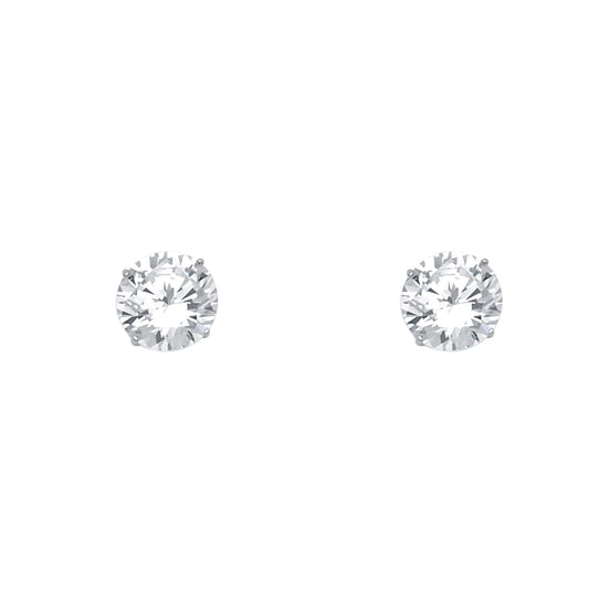 14k White Gold Elegant Circle Stud Classic Simple Fashion Earrings
