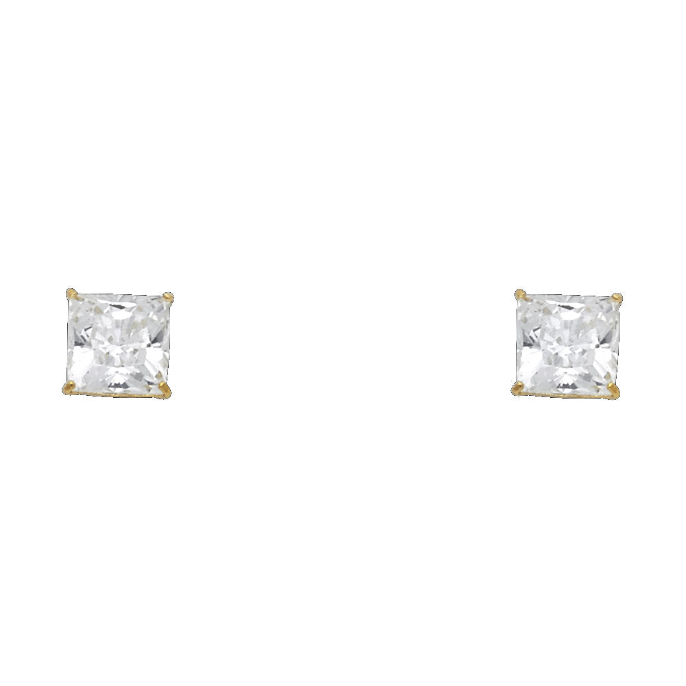 14k Yellow Gold Simple Square Stud Classic Plain Traditional Earrings