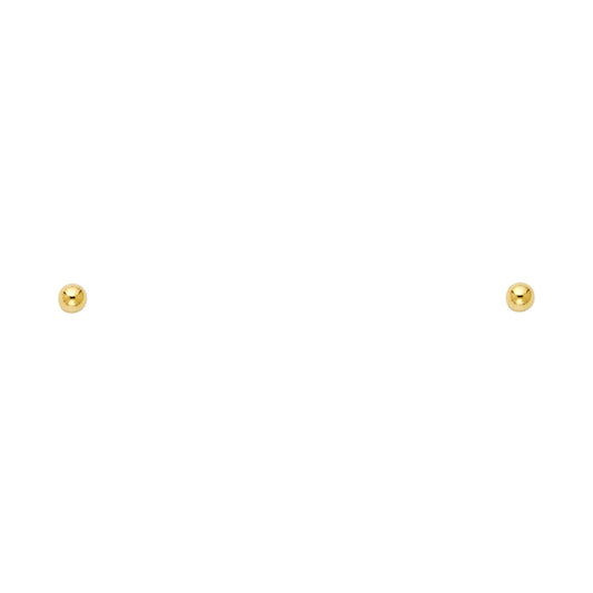 14k Yellow Gold 2mm Tiny Ball Stud Sphere Circle Minimalist Simple Cute Earrings