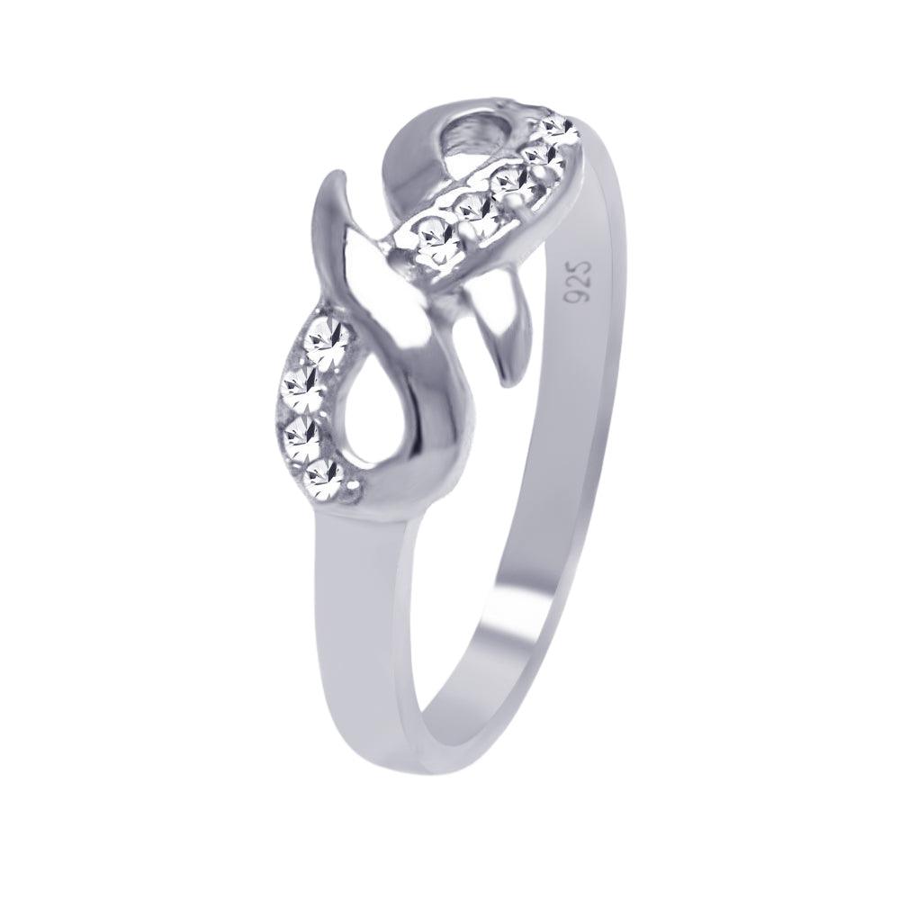 Sterling Silver 925 Rhodium Plated CZ Infinity Ribbon Ring Band Sizes 5-9