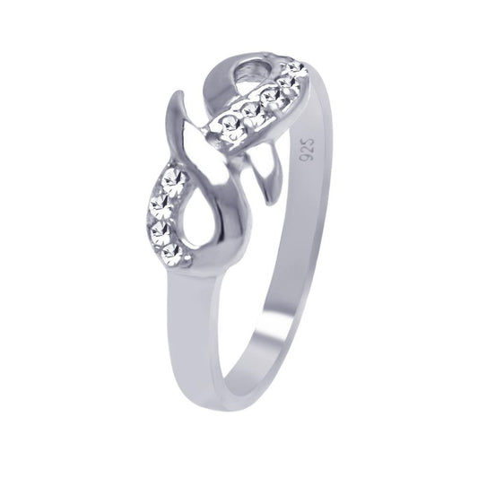 Sterling Silver 925 Rhodium Plated CZ Infinity Ribbon Ring Band Sizes 5-9