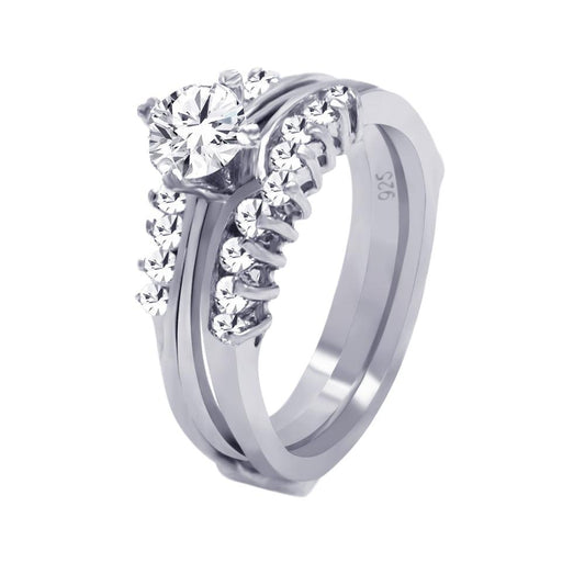 Sterling Silver 925 Rhodium Plated CZ Engagement Antique Ring Band Sizes 5-9