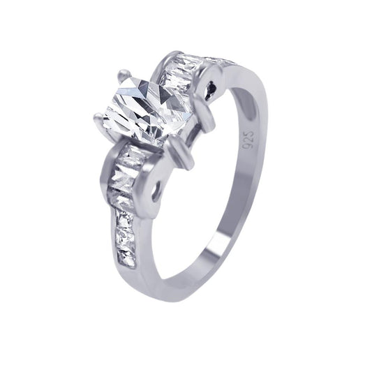 Sterling Silver 925 Rhodium Plated Clear CZ Engagement Ring Band Sizes 5-9
