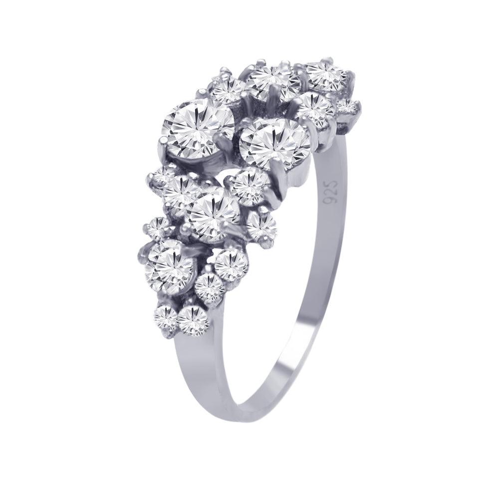 Sterling Silver 925 Rhodium Plated Clear Multi Sized CZ Ring Band Sizes 5-10