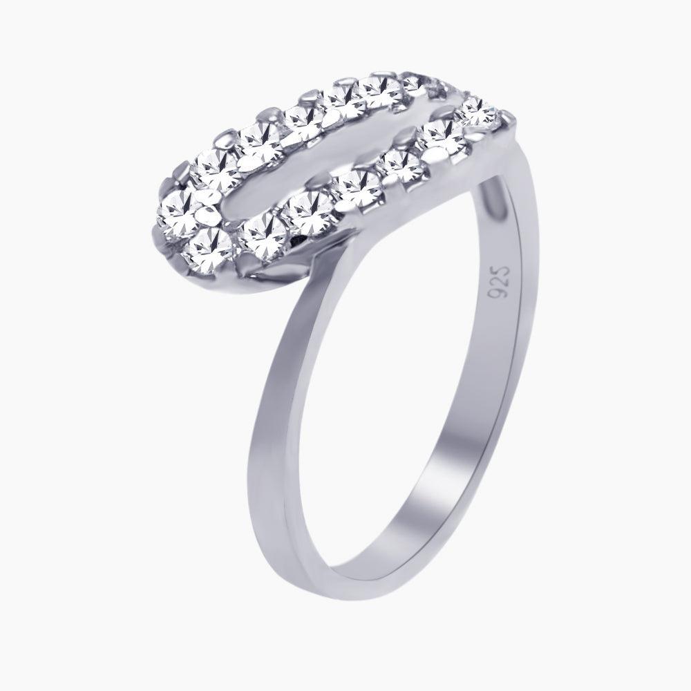 Sterling Silver 925 Rhodium Plated CZ Abstract Ring Band Sizes 5-9