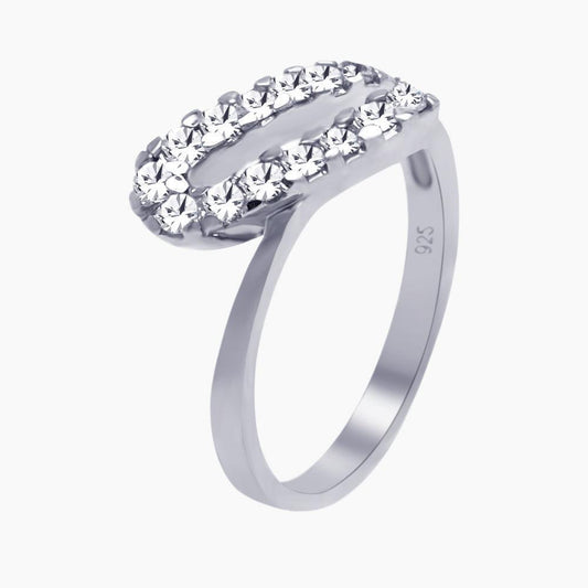 Sterling Silver 925 Rhodium Plated CZ Abstract Ring Band Sizes 5-9