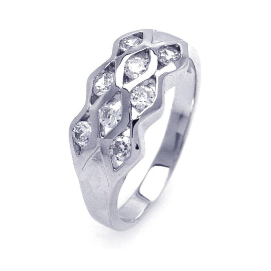 Sterling Silver 925 Rhodium Plated CZ Eyelet Ring Fashion Band Sizes 5-10