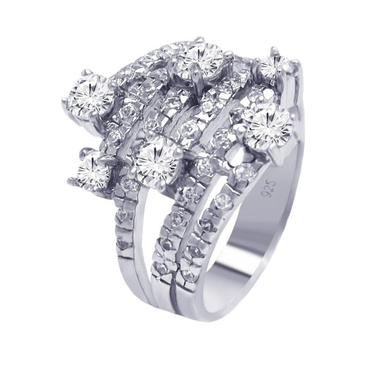 Sterling Silver 925 Rhodium Plated Multiple Sized Clear CZ Wrap Ring Sizes 5-9