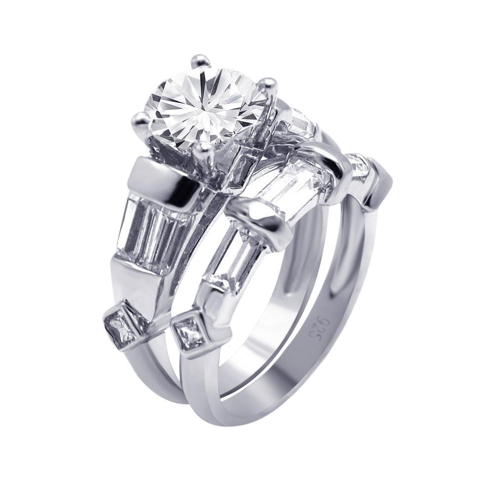Sterling Silver 925 Rhodium Plated Diamond-Shaped CZ Engagement Ring Sizes 5-9