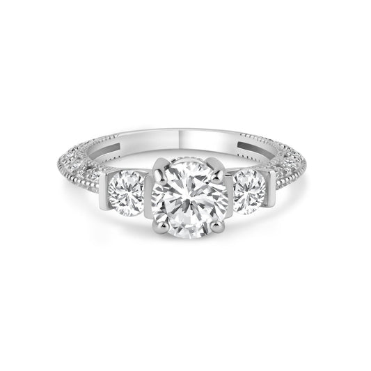 Sterling Silver 925 Rhodium Plated Pave CZ Past Present Future Ring Sizes 5-9
