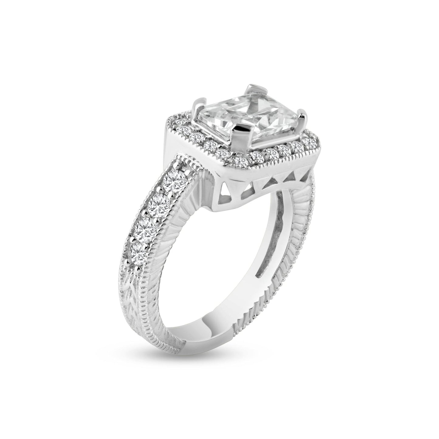 Sterling Silver 925 Rhodium Plated Pave Clear Cluster CZ Square Ring Sizes 5-9