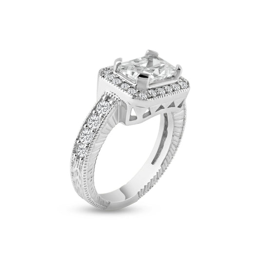 Sterling Silver 925 Rhodium Plated Pave Clear Cluster CZ Square Ring Sizes 5-9