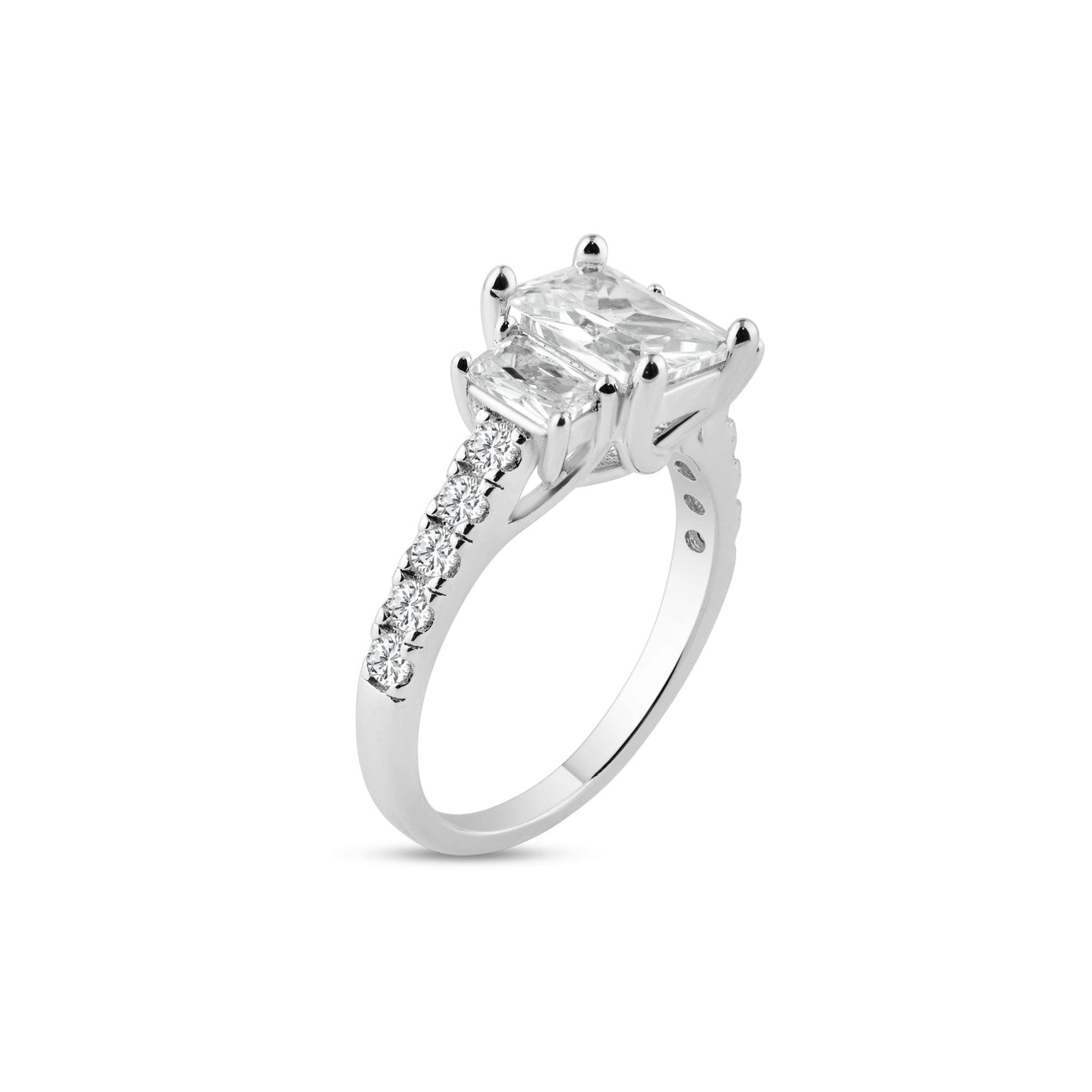 Sterling Silver 925 Rhodium Plated Pave CZ Past Present Future Ring Sizes 5-9