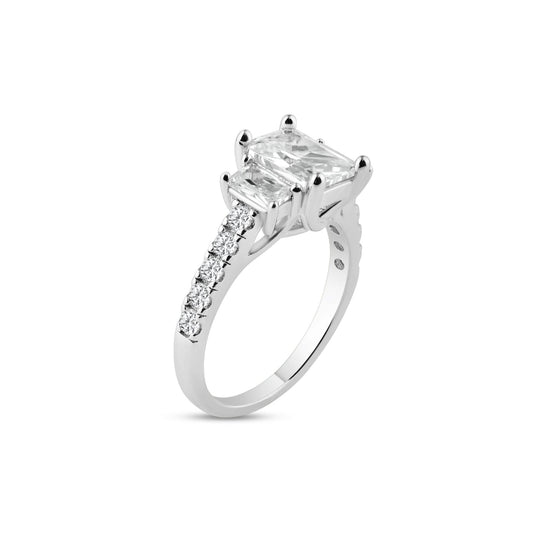Sterling Silver 925 Rhodium Plated Pave CZ Past Present Future Ring Sizes 5-9
