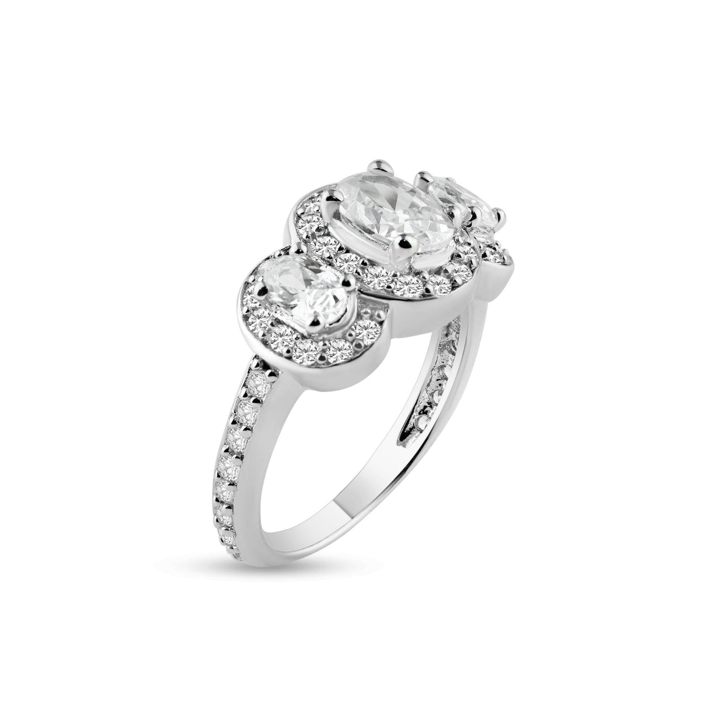 Sterling Silver 925 Rhodium Plated Pave CZ Past Present Future Ring Sizes 5-9