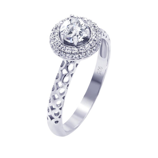 Sterling Silver 925 Rhodium Plated Pave Clear Cluster Round CZ Ring Sizes 5-9