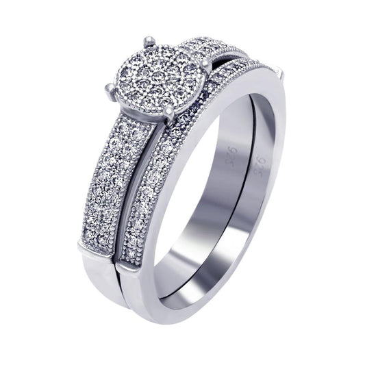 Sterling Silver 925 Rhodium Plated Micro Pave CZ Bridal Wedding Ring Sizes 5-9