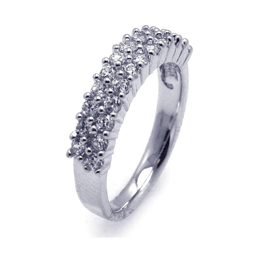 Sterling Silver 925 Rhodium Plated Pave Set Clear CZ Ring Band Sizes 5-9
