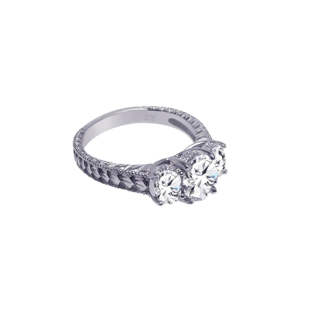 Sterling Silver 925 Rhodium Plated CZ Past Present Future Ring Band Sizes 5-9