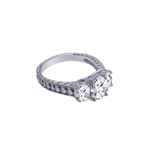 Sterling Silver 925 Rhodium Plated CZ Past Present Future Ring Band Sizes 5-9