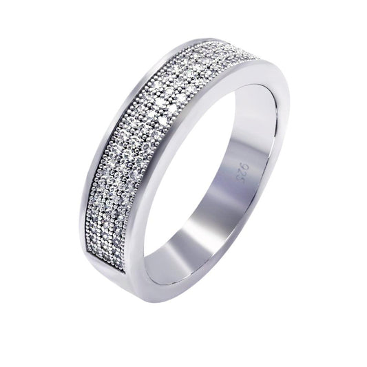 Sterling Silver 925 Rhodium Plated Half Micro Statement Pave CZ Ring Sizes 5-9