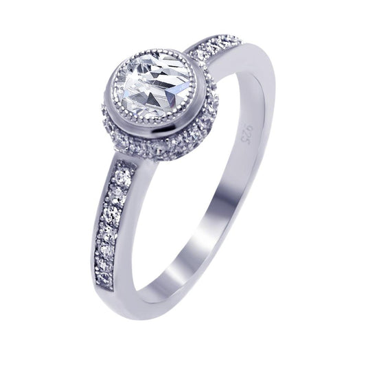 Sterling Silver 925 Rhodium Plated Micro Pave Round CZ Promise Ring Sizes 5-9