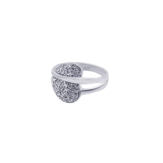 Sterling Silver 925 Rhodium Plated Pave Set CZ Sideways Heart New Ring Sizes 5-9