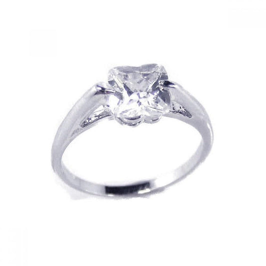 Sterling Silver 925 Rhodium Plated Clear Love Solitaire CZ Bridal Ring Sizes 5-9